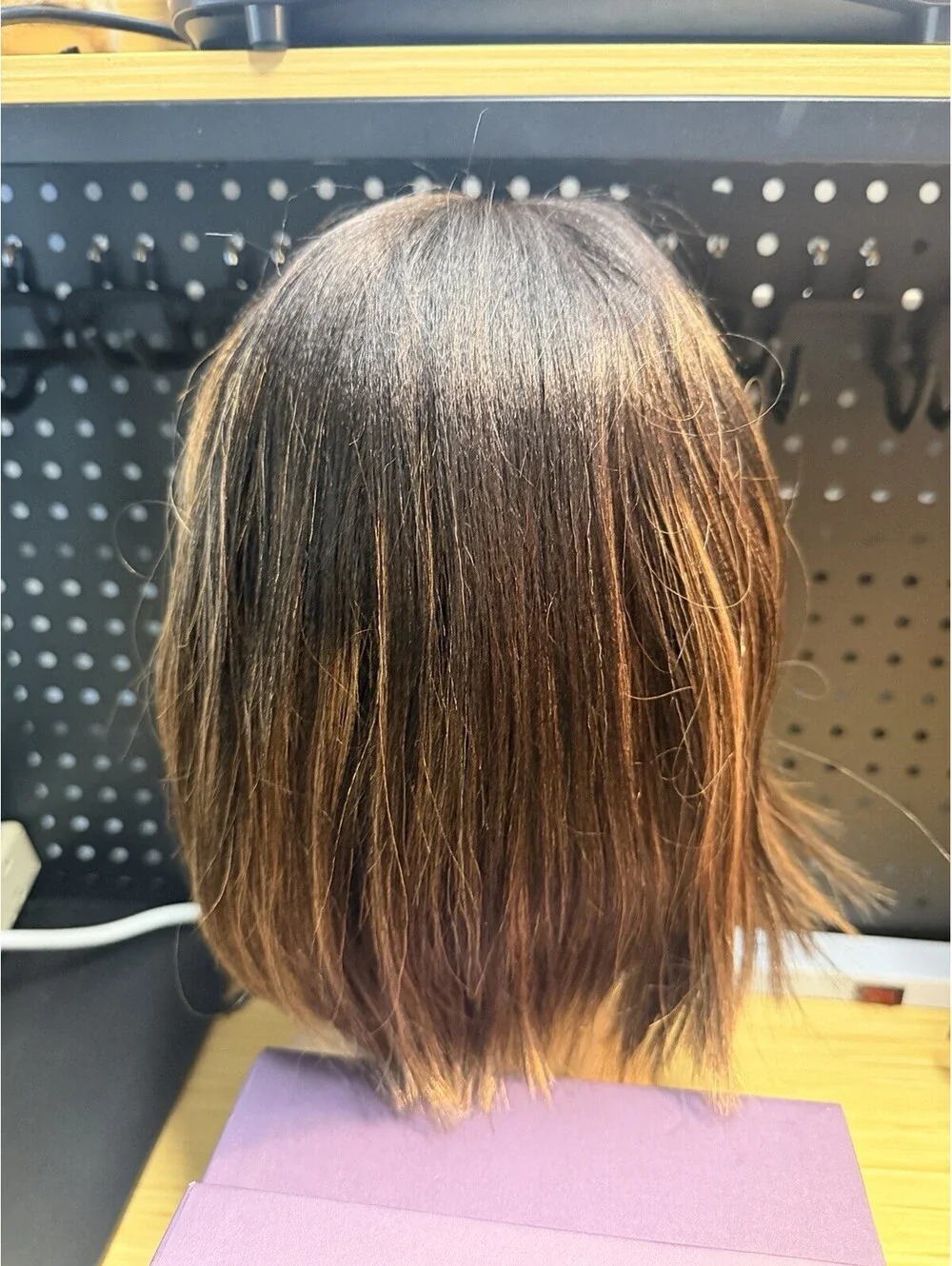 Luvme Hair Natural Black Brown Human Hair Straight Bob Bangs Wig